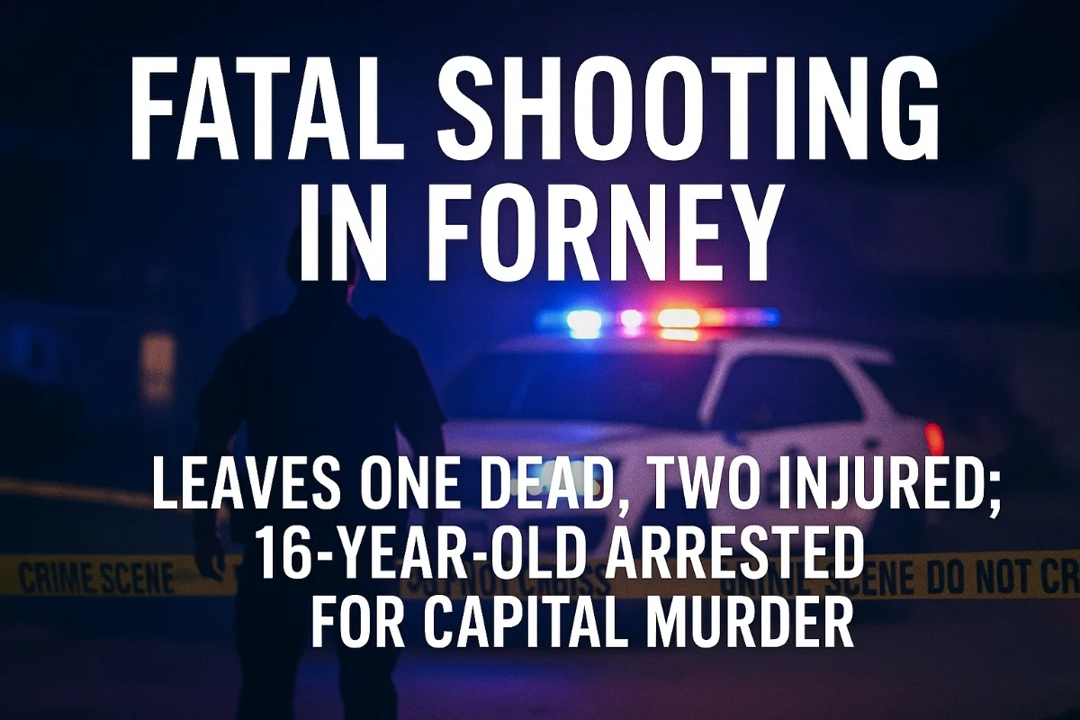 Fatal Shooting in Forney Leaves One Dead, Two Injured; 16-Year-Old Arrested for Capital Murder