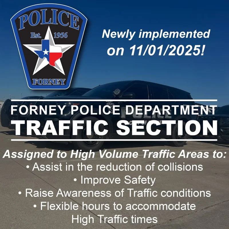 Forney Police Department Launches New Traffic Section to Enhance Road Safety