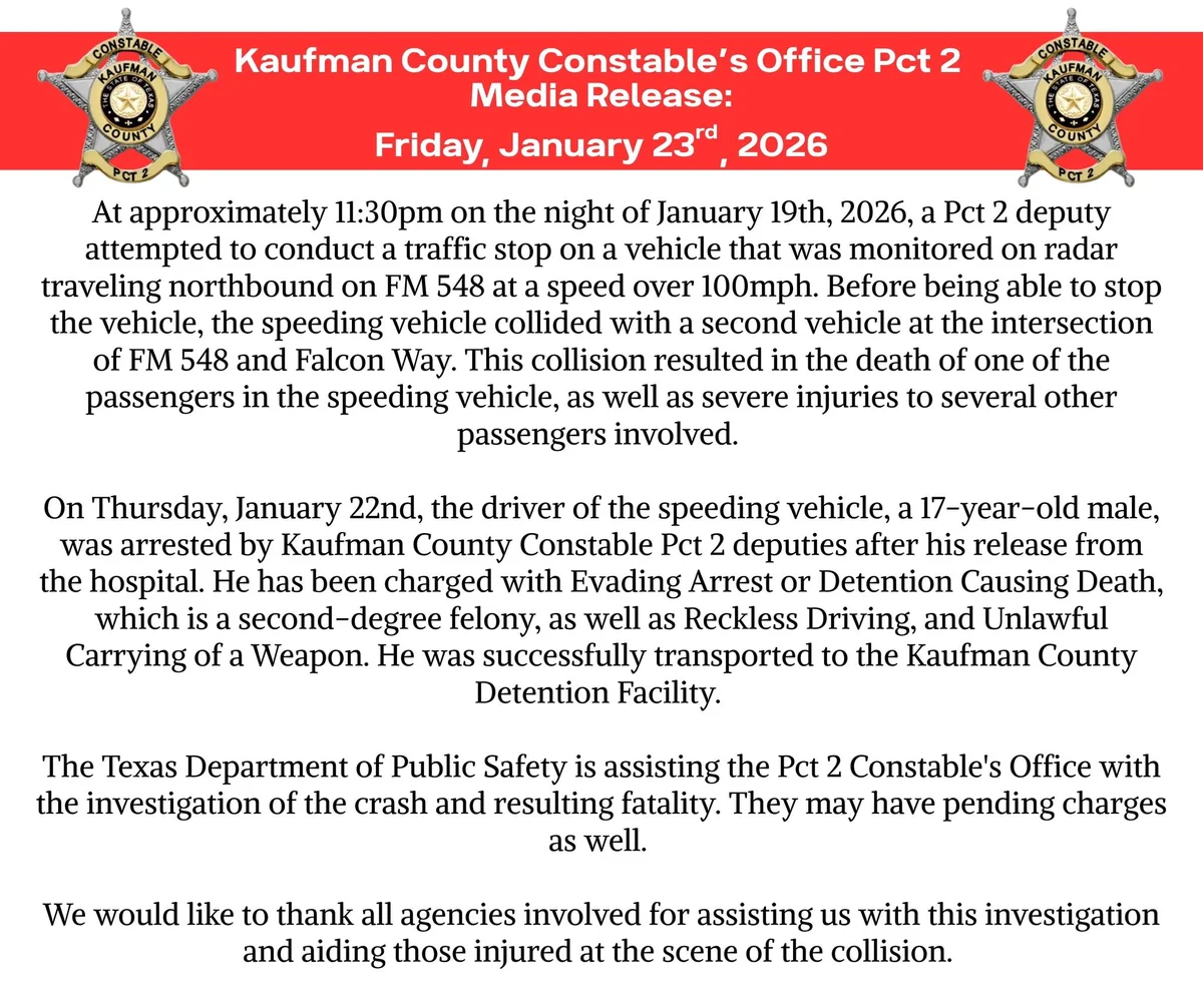 Tragic Collision in Forney Leaves One Dead, Several Injured Following High-Speed Chase