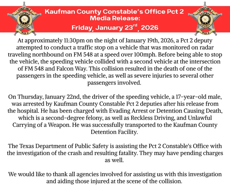 Tragic Collision in Forney Leaves One Dead, Several Injured Following High-Speed Chase