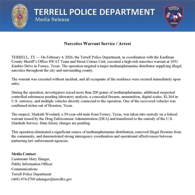 Major Drug Bust in Forney: 39-Year-Old Arrested in High-Risk Operation