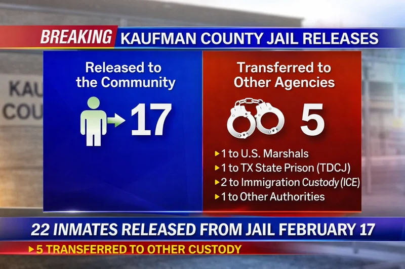 Kaufman County Jail Sees Release of 22 Individuals on February 17, 2026