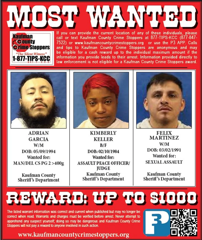 Help Us Locate Wanted Individuals: Reach Out to Kaufman County Crime Stoppers