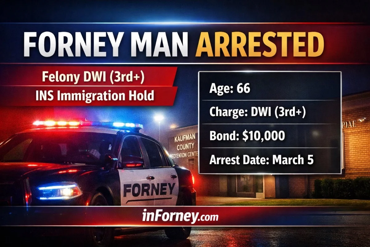 Forney Man Arrested on Felony DWI Charge with Immigration Hold