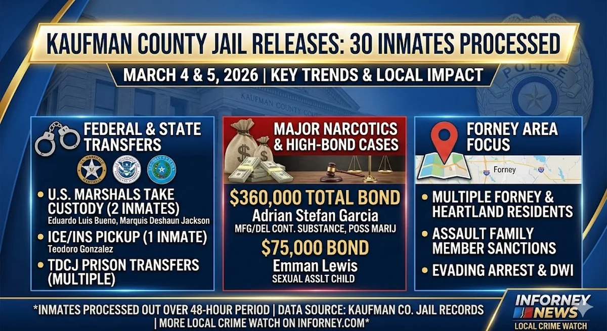 Kaufman County Jail Sees Surge in Inmate Releases: A 48-Hour Snapshot