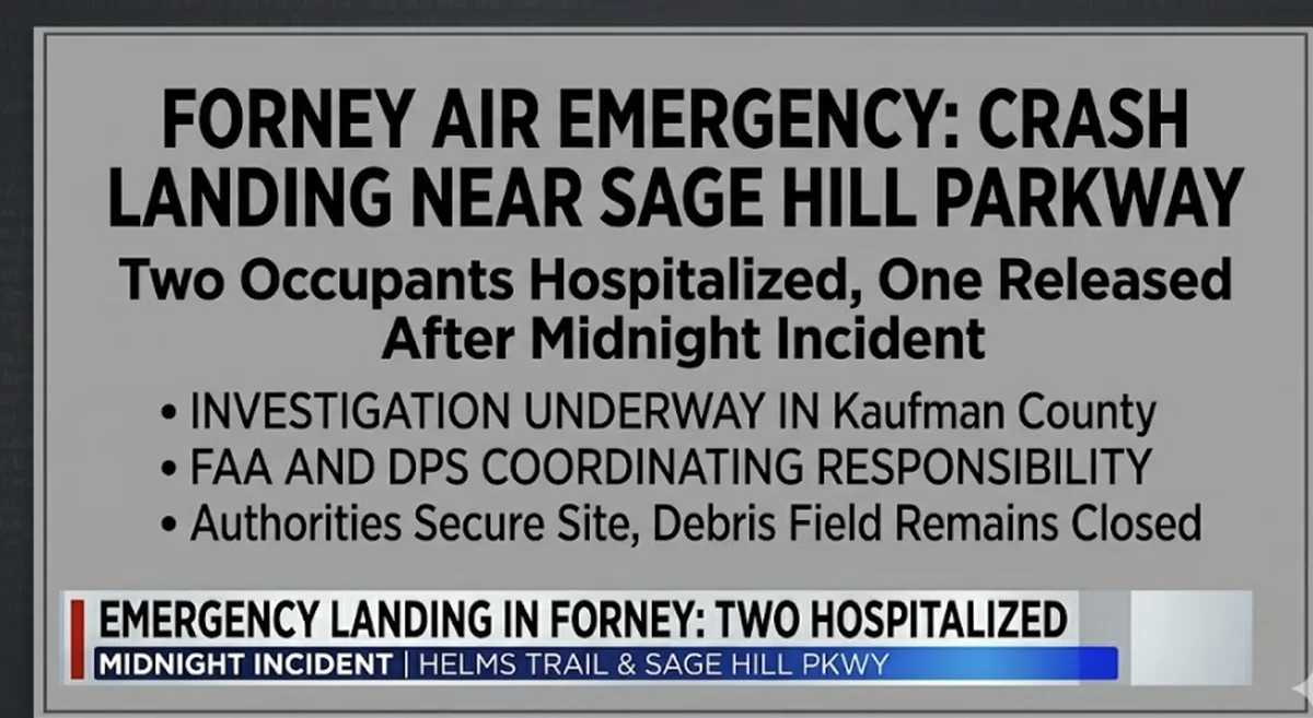 Emergency Landing Leaves Two Hospitalized After Plane Goes Down in Forney