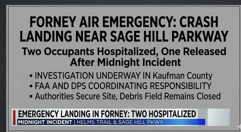 Emergency Landing Leaves Two Hospitalized After Plane Goes Down in Forney