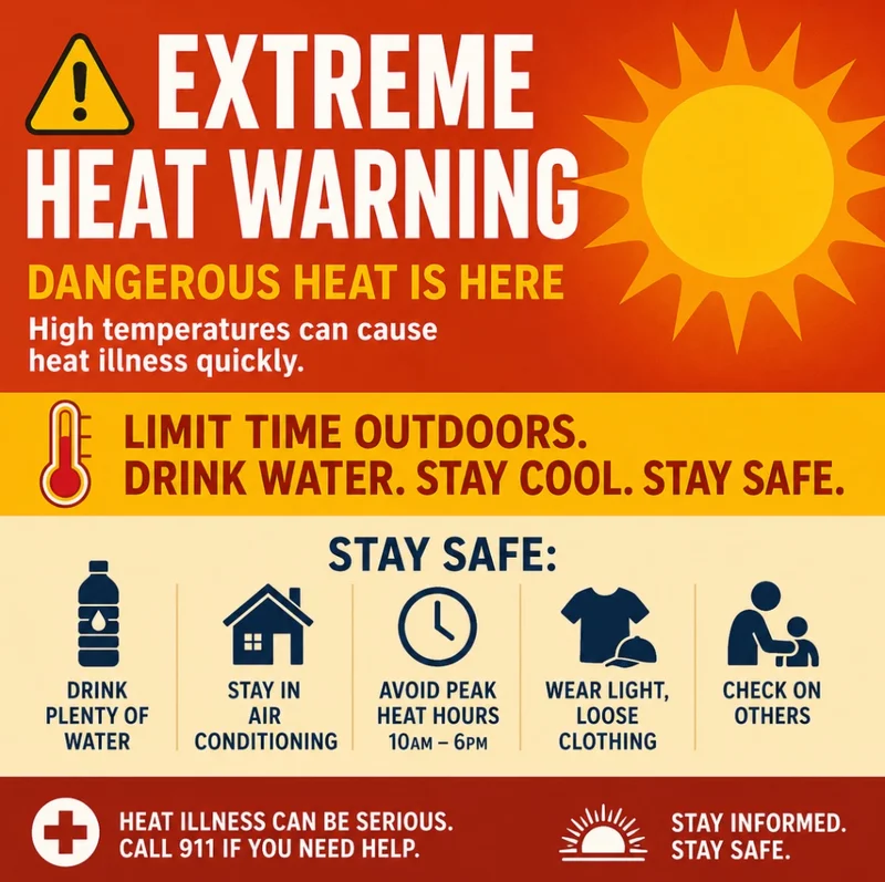 Forney Residents Urged to Exercise Caution as Triple-Digit Heat Settles Over Kaufman County