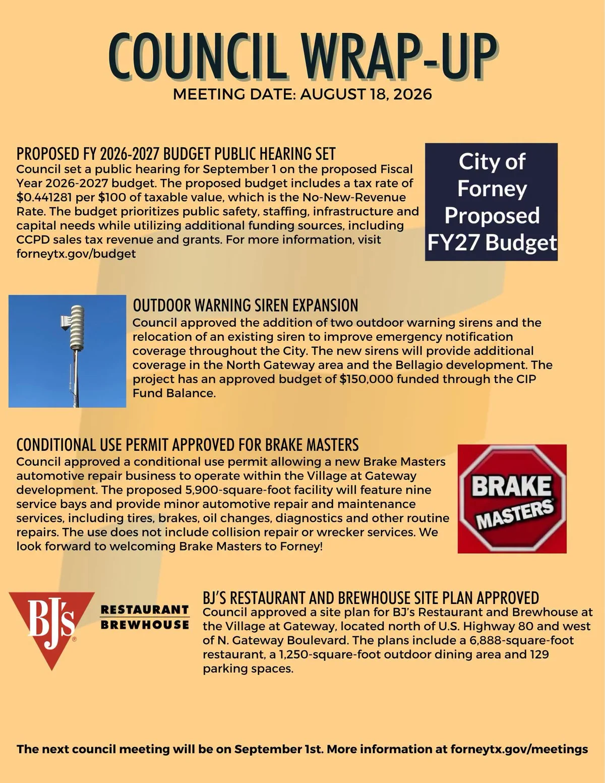 Forney City Council Eyes No-New-Revenue Tax Rate, Approves Major Gateway Developments