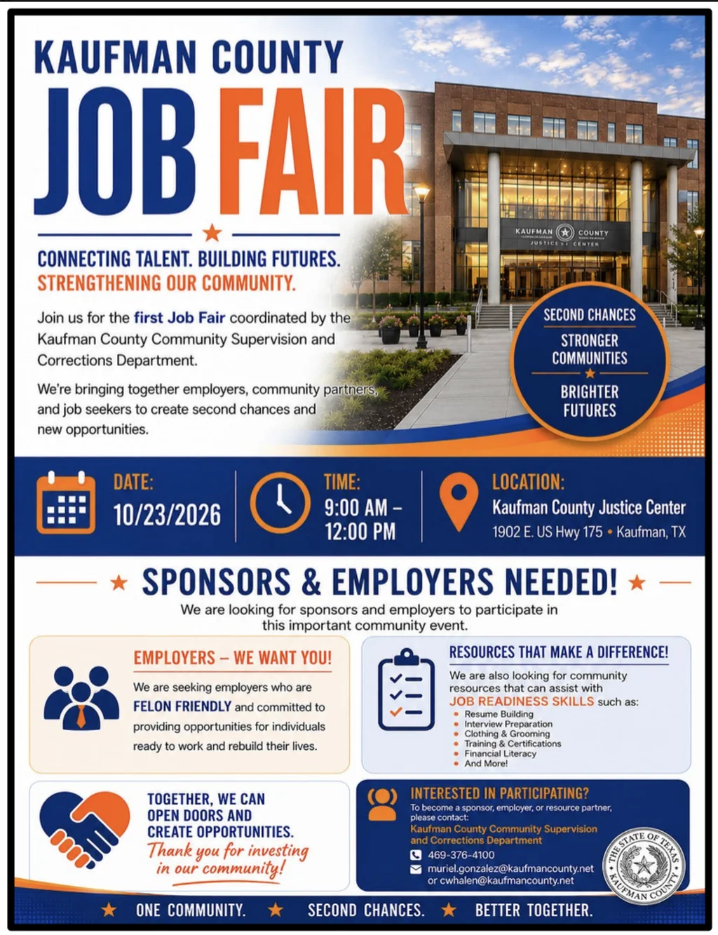 Kaufman County to Host Job Fair Aimed at Reentry and Workforce Development