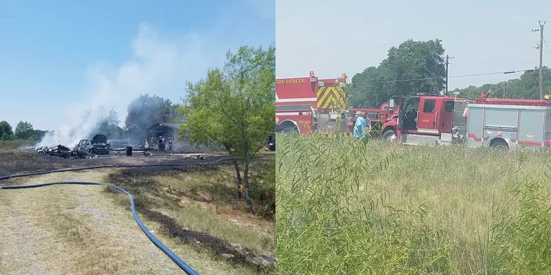 Scorching temperatures as area fire departments fight vehicle, house fire