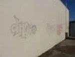 Graffiti tagged on several structures on west side of Forney