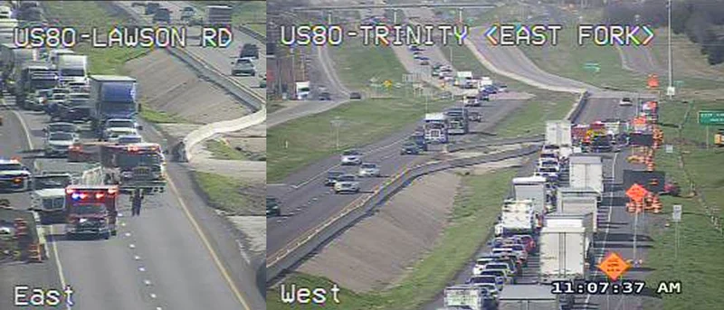 Crash near Dallas-Kaufman Co. line causing major delays on westbound U.S. Highway 80