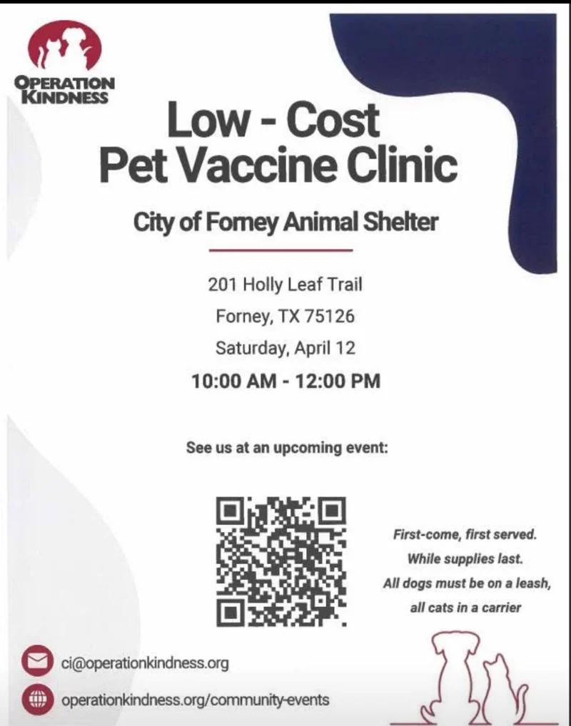Operation Kindness Partners with Forney Animal Shelter to Offer Low-Cost Vaccines for Pets