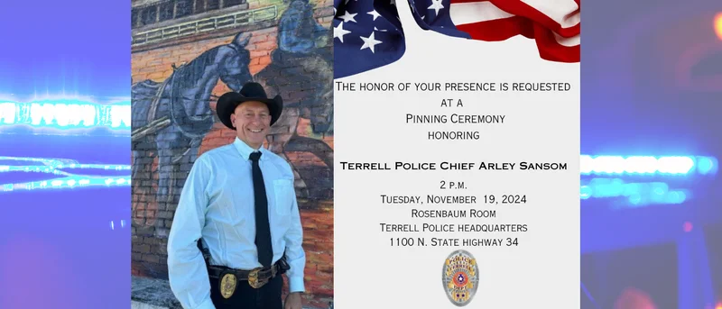 Public Invited To Terrell Police Chiefs Pinning Ceremony