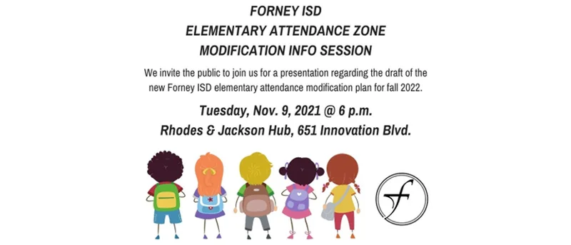 Forney ISD to host elementary attendance zone modification informational meeting for K-4 grade students, Nov. 9