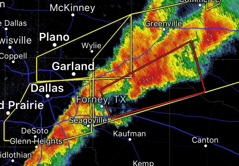 Tornado Warning issued for portions of northern Kaufman Co and surrounding areas