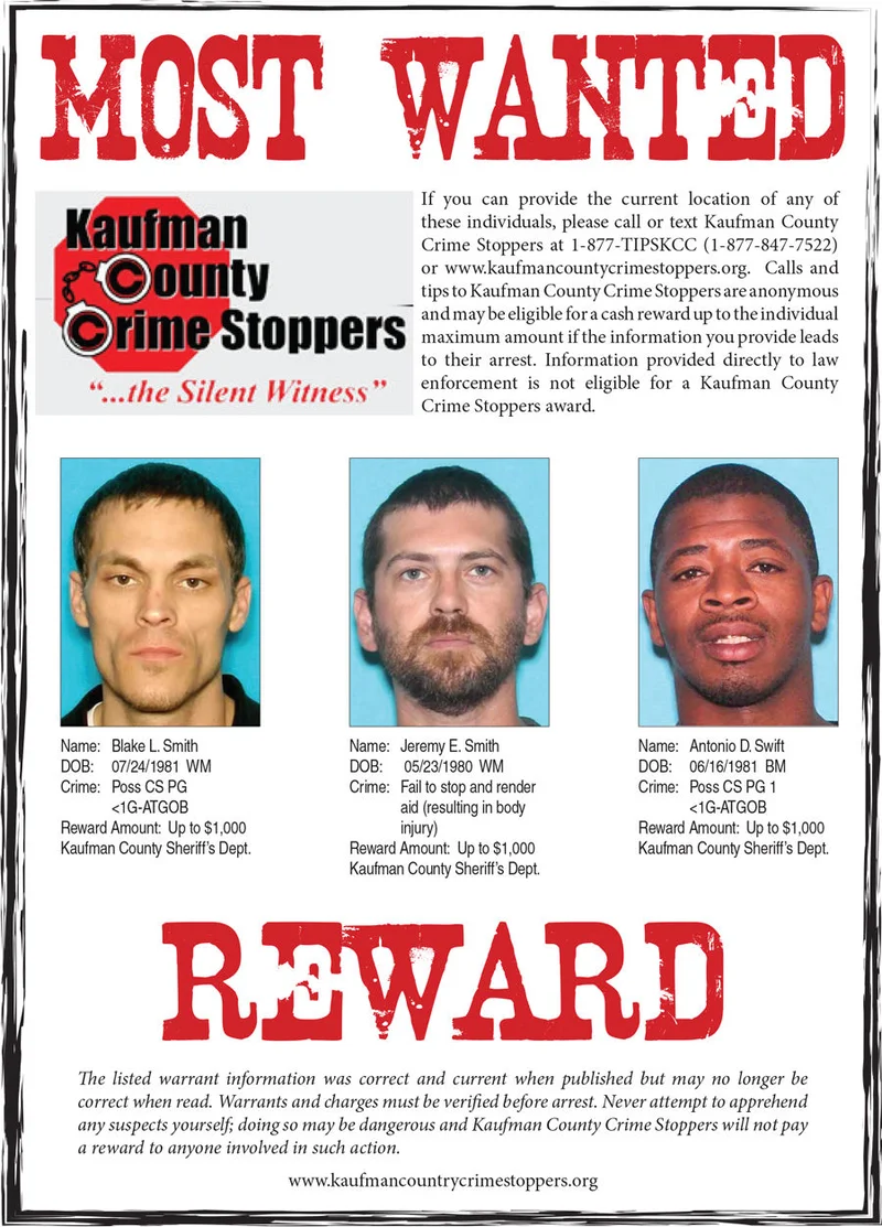 December 2018: Kaufman County's Most Wanted