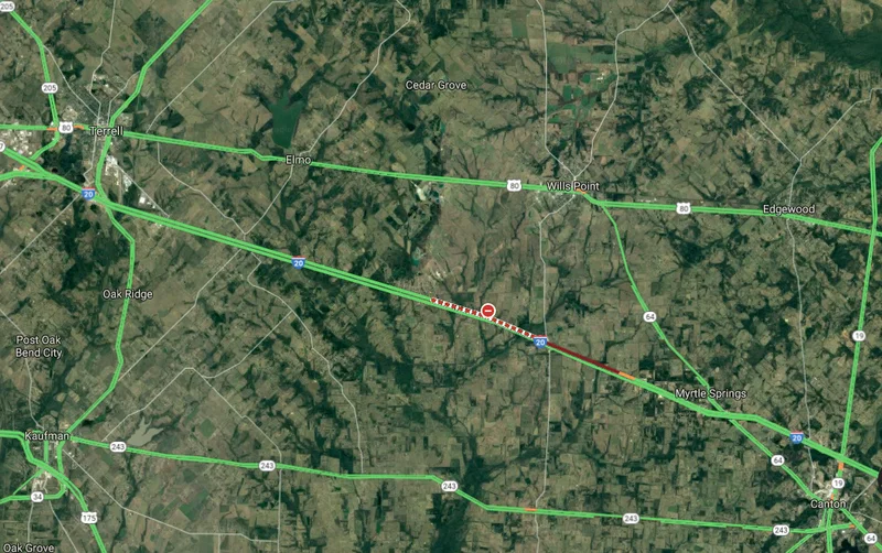 Westbound Interstate 20 closed due to crash involving 18-wheeler near county line