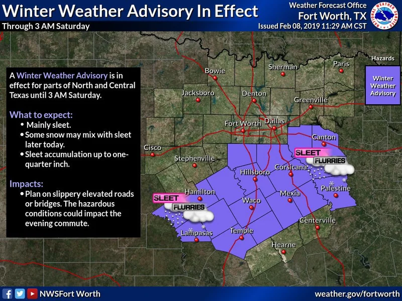 Kaufman County under Winter Weather Advisory until 3 a.m. Saturday
