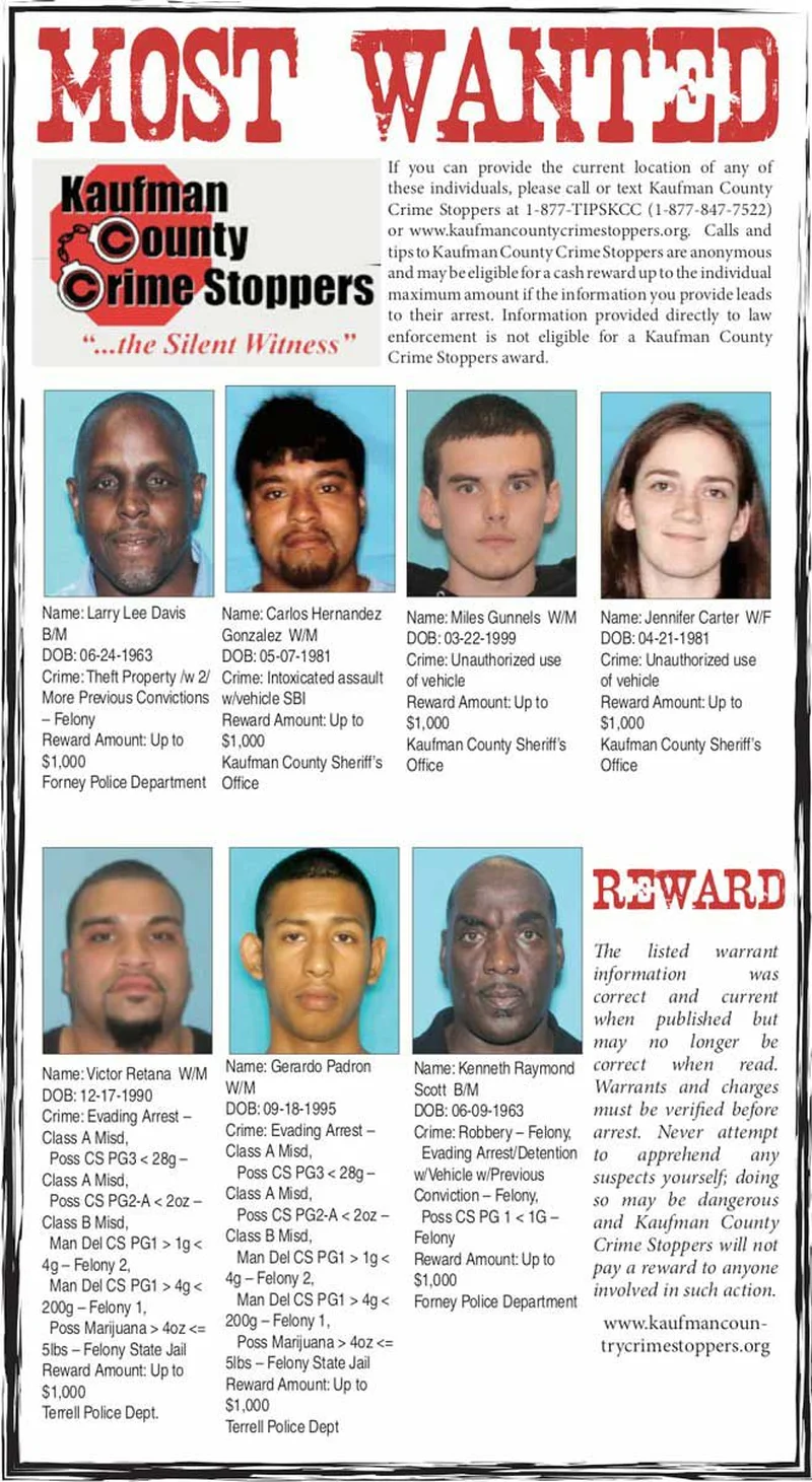 May 2019: Kaufman County's Most Wanted