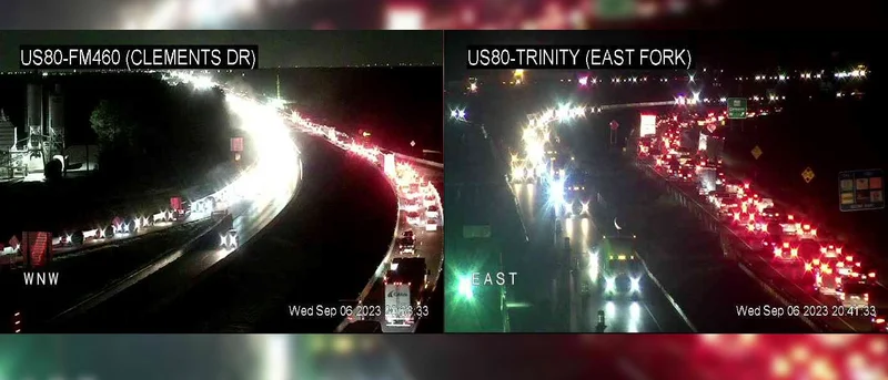 Major traffic delays on U.S. Highway 80 in Forney due to reported vehicle fire; reported water main break downtown