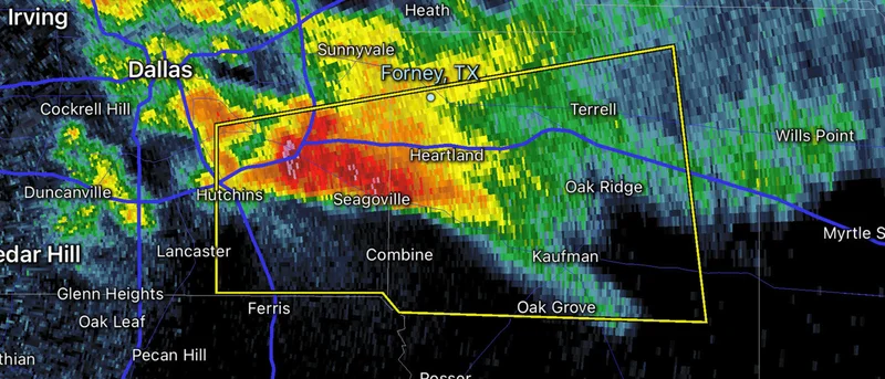 Severe Thunderstorm Warning for portions of central Kaufman County until 11:30 p.m.