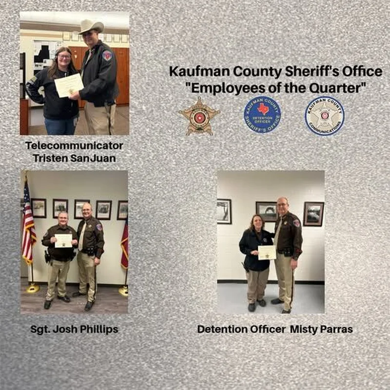 Kaufman County Sheriff's Office Celebrates Excellence: Employees of the Quarter Announced
