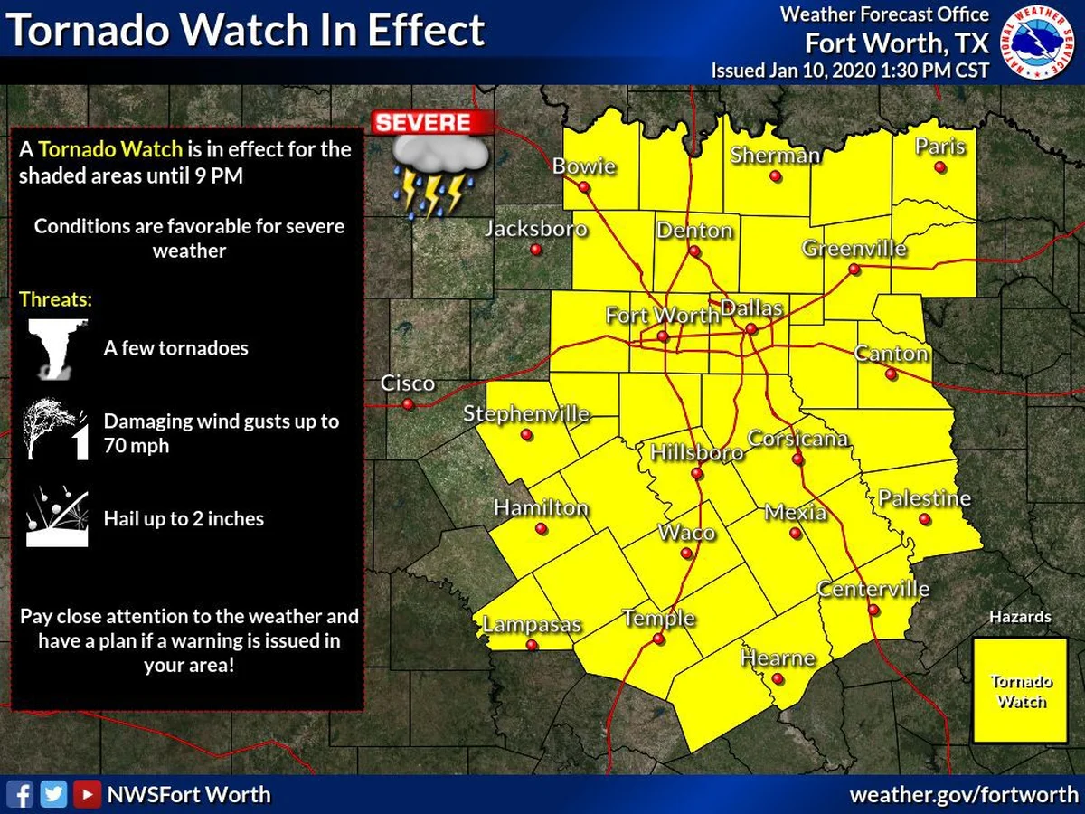 Tornado Watch for portions of north and central Texas, including ...