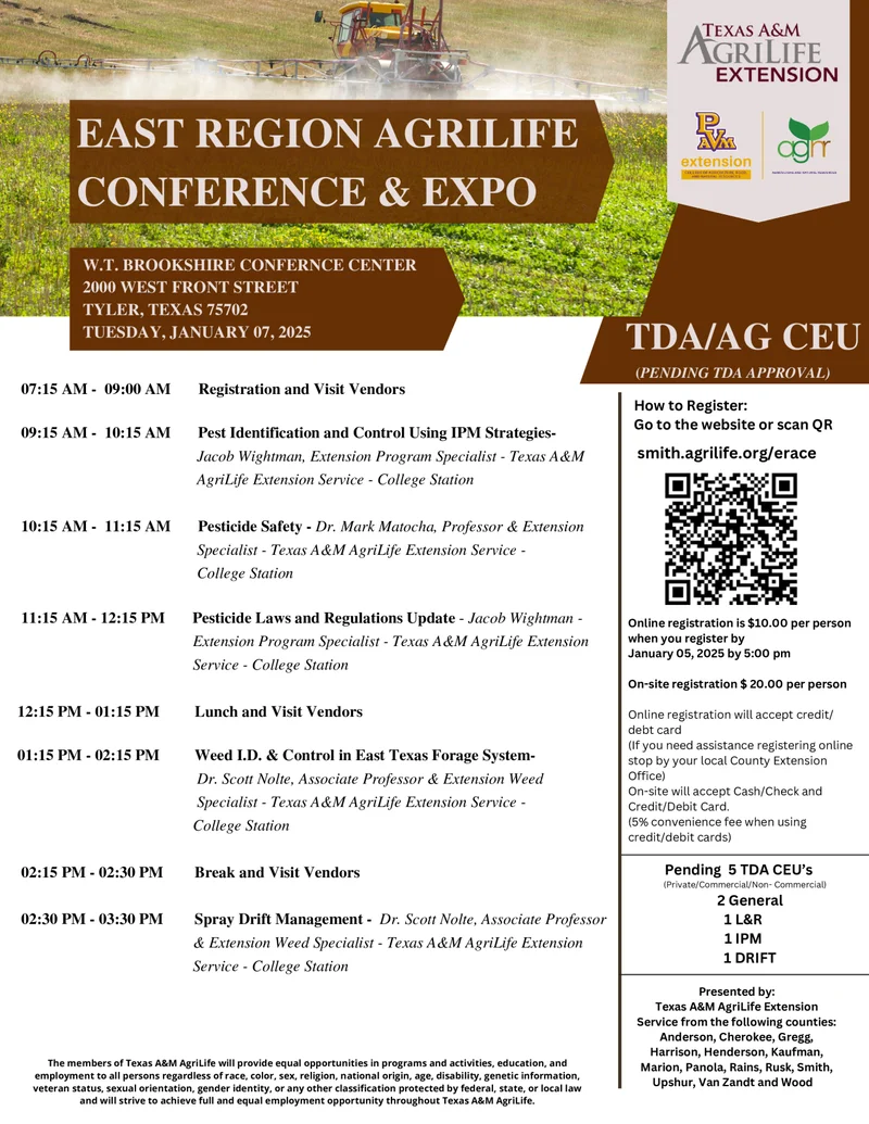 Upcoming East Region AgriLife Conference & Expo in Tyler, TX