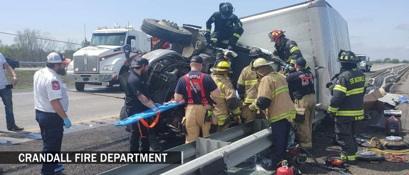 Driver of overturned box truck extracted, airlifted from major crash on U.S. Highway 175