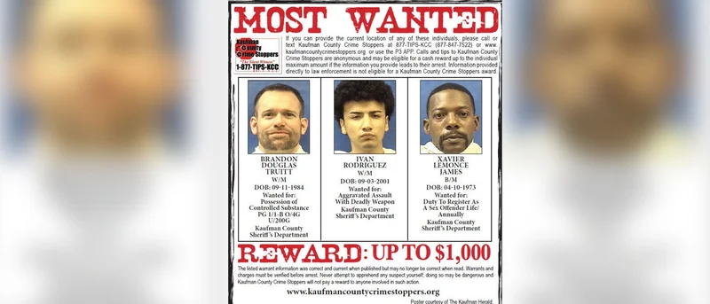 Kaufman County Sheriff's Office seeking three Most Wanted