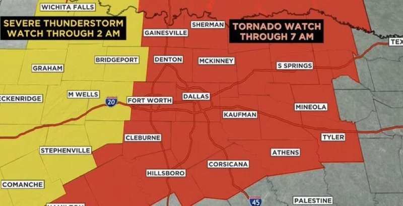 Kaufman County under Tornado Watch overnight