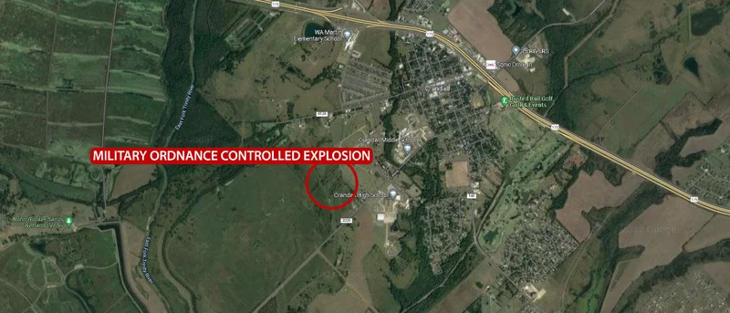 Military ordnance discovered by construction crew in Crandall rendered safe with controlled explosion by bomb, EOD squads