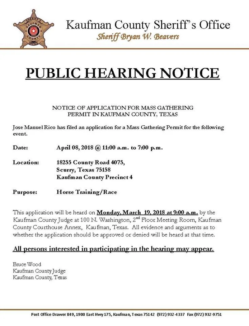 Public hearing scheduled for horse training, racing event in Scurry