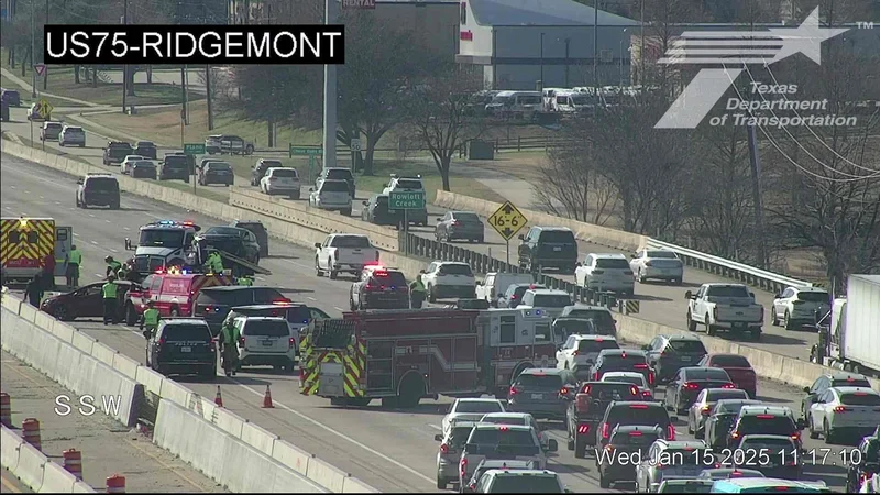 Major Vehicle Collision Closes All Lanes on US75 Southbound at Bethany Drive