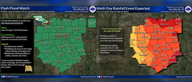 Flash Flood Watch in effect for Kaufman County until 7 a.m. Wednesday