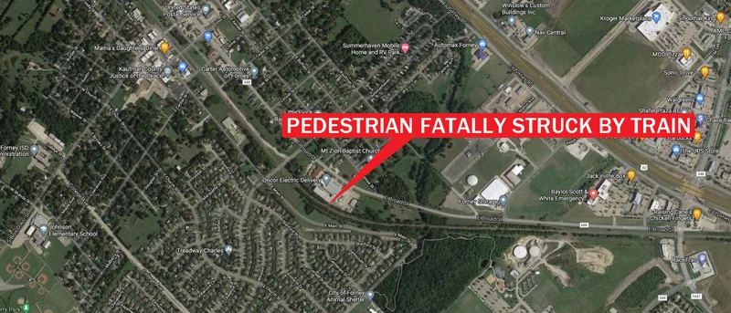 Man reportedly lying on tracks struck, killed by train near downtown Forney