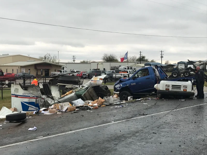 United States Postal Service worker critically injured, airlifted in two-vehicle crash