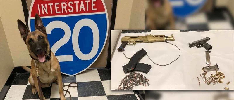 Traffic stop near Interstate 20 yields one arrest, seizure of narcotics and firearms