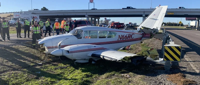 Plane forced to make emergency landing on U.S. Highway 80 in Forney after running out of fuel, police say