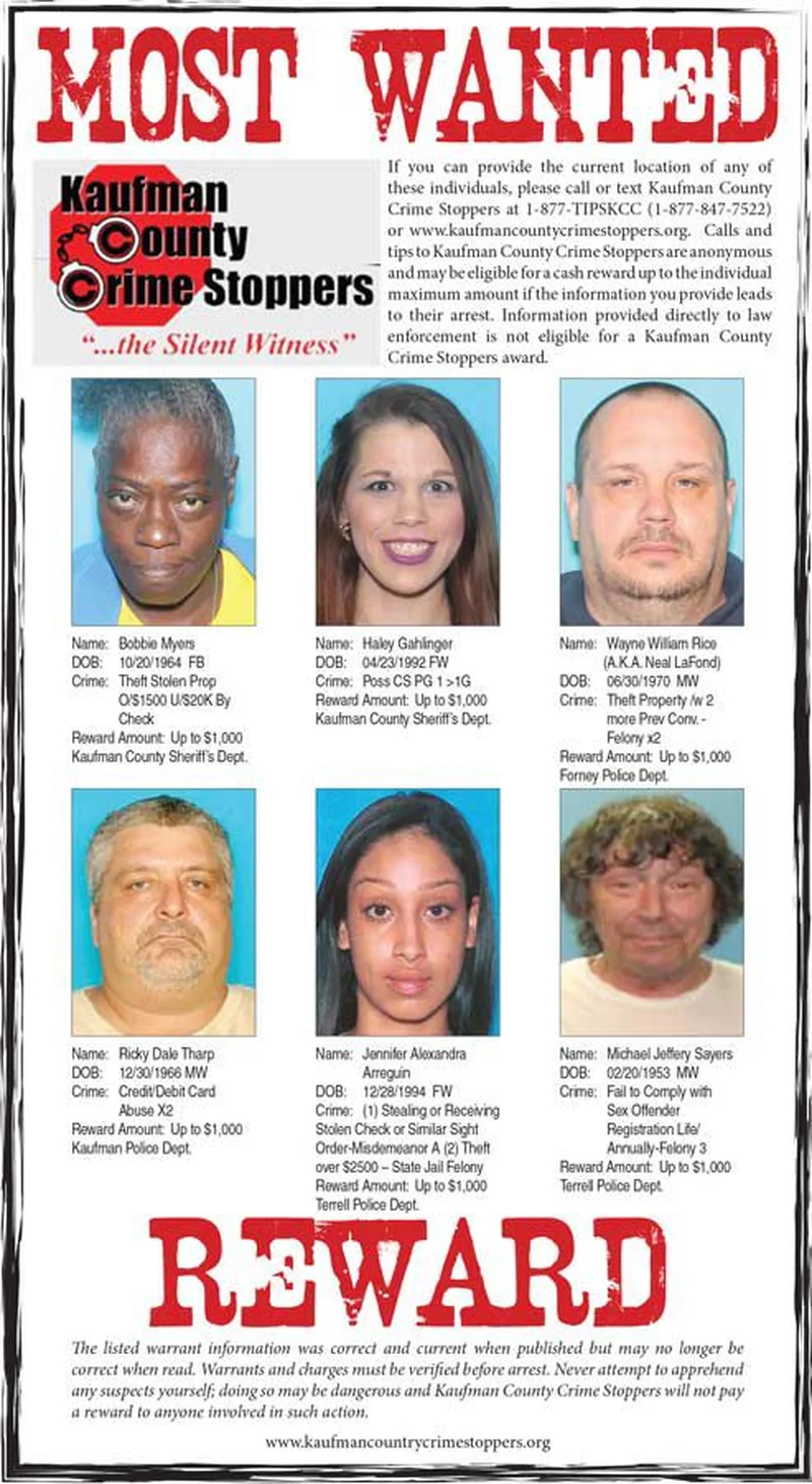 June 2018: Kaufman County's Most Wanted