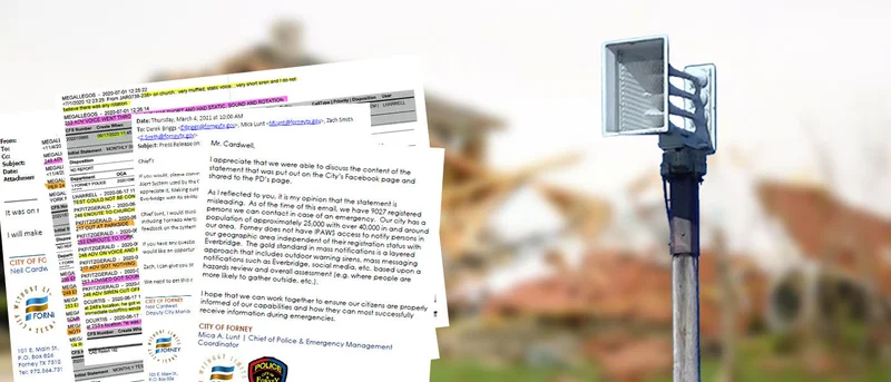 As City of Forney touts 'robust' notification system, records reveal deficiencies and gaps in city's ability to mass notify general public of emergencies, tornadoes