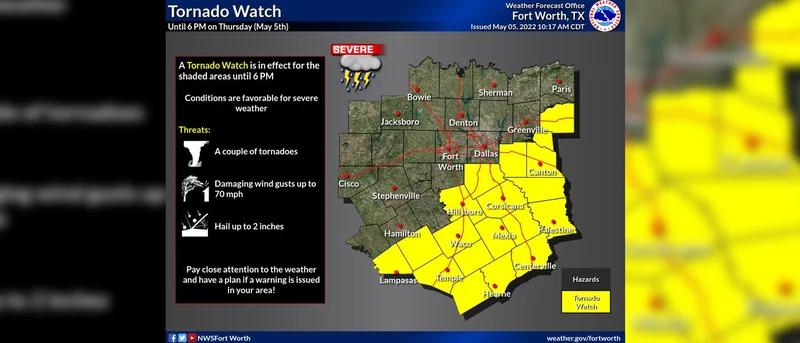 Tornado Watch, Flash Flood Warning in effect for Kaufman County