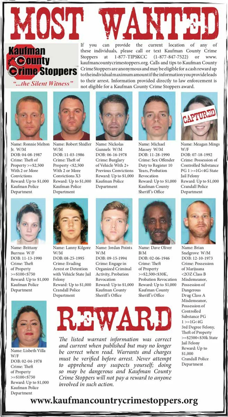 July 2019: Kaufman County's Most Wanted