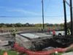 Construction: Concrete being poured on southbound lanes of Pinson Road