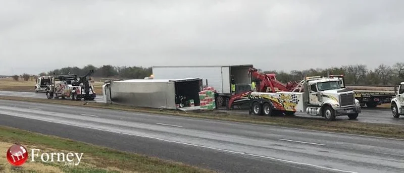 Eastbound U.S. Highway 80 remains closed as crews offload overturned 18-wheeler