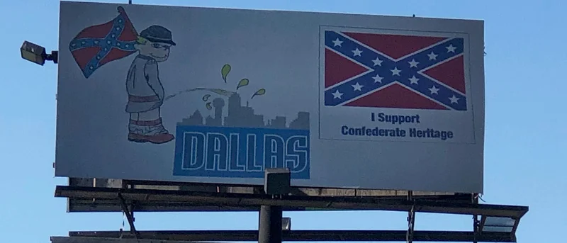 Area residents react to controversial billboard in Kemp protesting latest Dallas decision on Confederate War Memorial