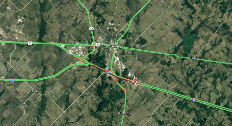 Eastbound Interstate 20 closed in Terrell due to 18-wheeler fire
