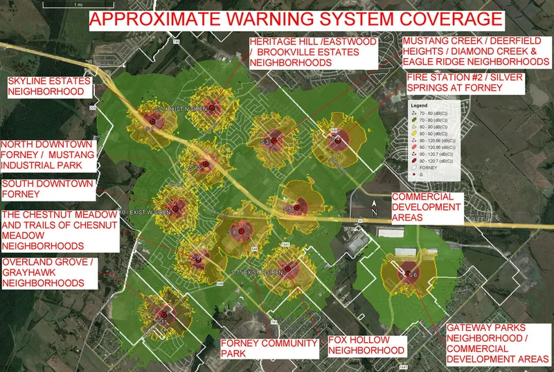 City of Forney's new outdoor warning system to include 12 siren towers, replacing three non-functioning